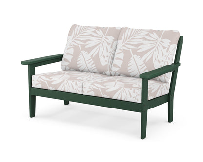 Country Living Cottage Deep Seating Loveseat in Green / Leaf Dune Burlap
