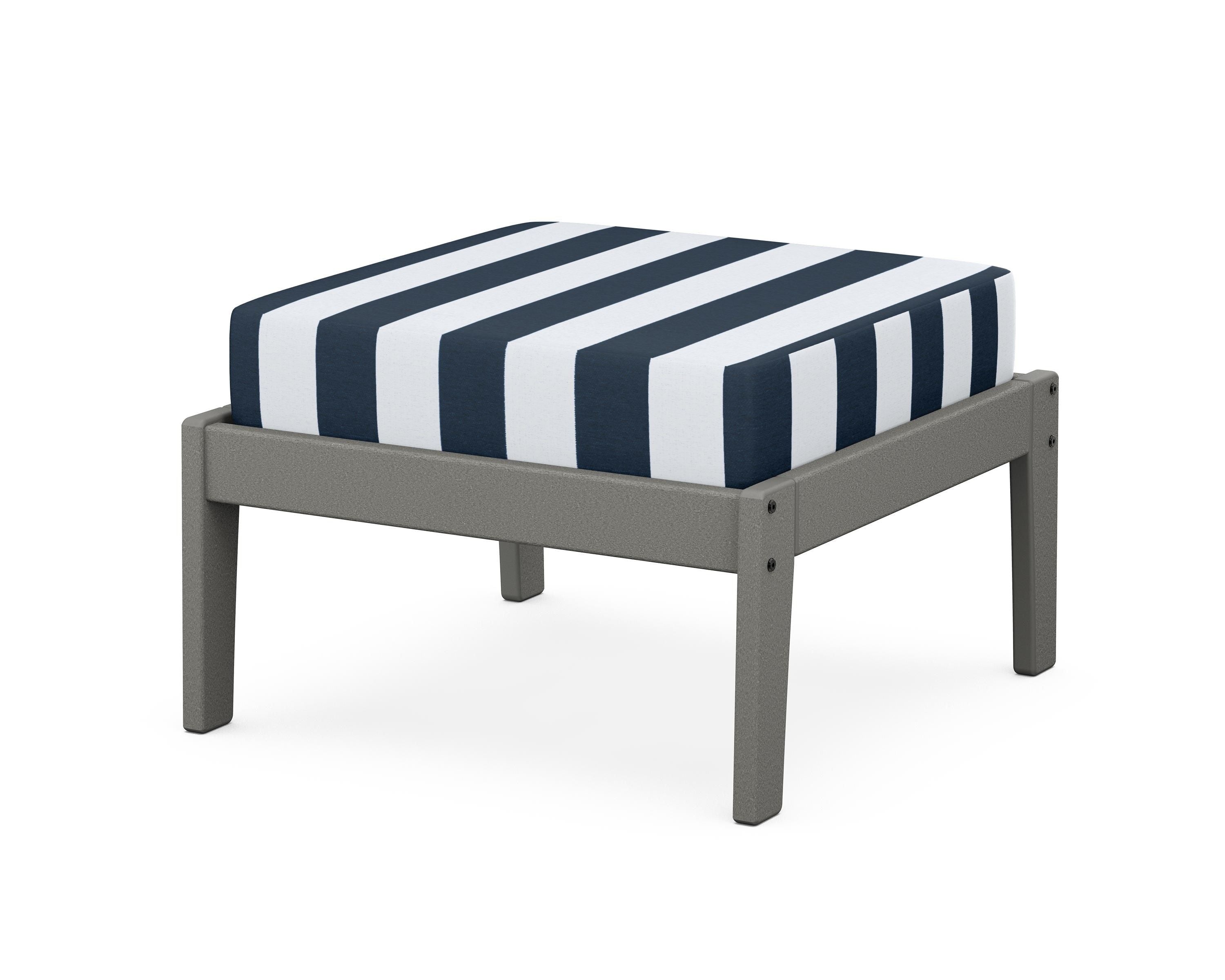 Unbranded Deep Seating Ottoman in Slate Grey / Cabana Stripe Marine Indigo