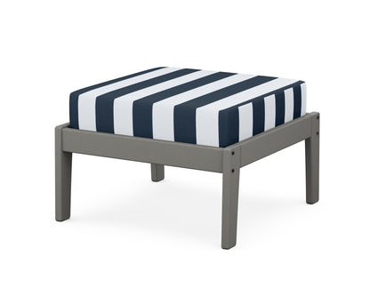 Unbranded Deep Seating Ottoman in Slate Grey / Cabana Stripe Marine Indigo
