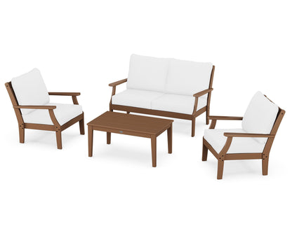 POLYWOOD® Braxton 4-Piece Deep Seating Chair Set in Teak / Natural