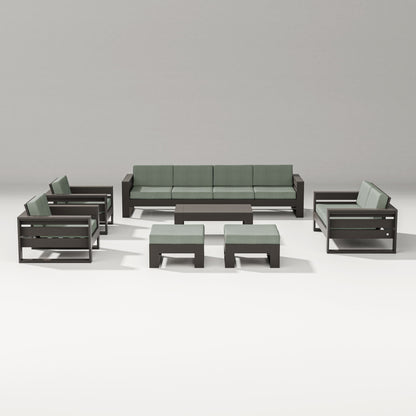PW Designer Series Latitude 8-Piece Lounge Sofa Set in Vintage Coffee / Cast Sage