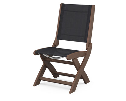 POLYWOOD® Coastal Folding Side Chair in Mahogany / Black Sling