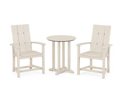 POLYWOOD® Modern Adirondack 3-Piece Round Farmhouse Bistro Dining Set in Sand
