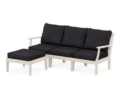 POLYWOOD® Braxton Modular 4-Piece Deep Seating Set with Ottoman in Sand / Midnight Linen