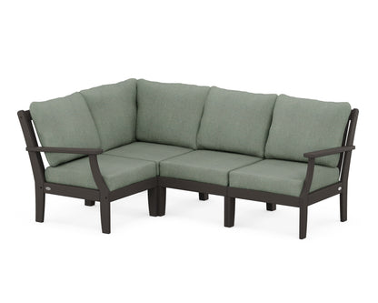 POLYWOOD® Braxton Modular 4-Piece Deep Seating Set in Vintage Coffee / Cast Sage