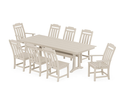Country Living Cottage 9-Piece Farmhouse Dining Set with Trestle Legs in Sand