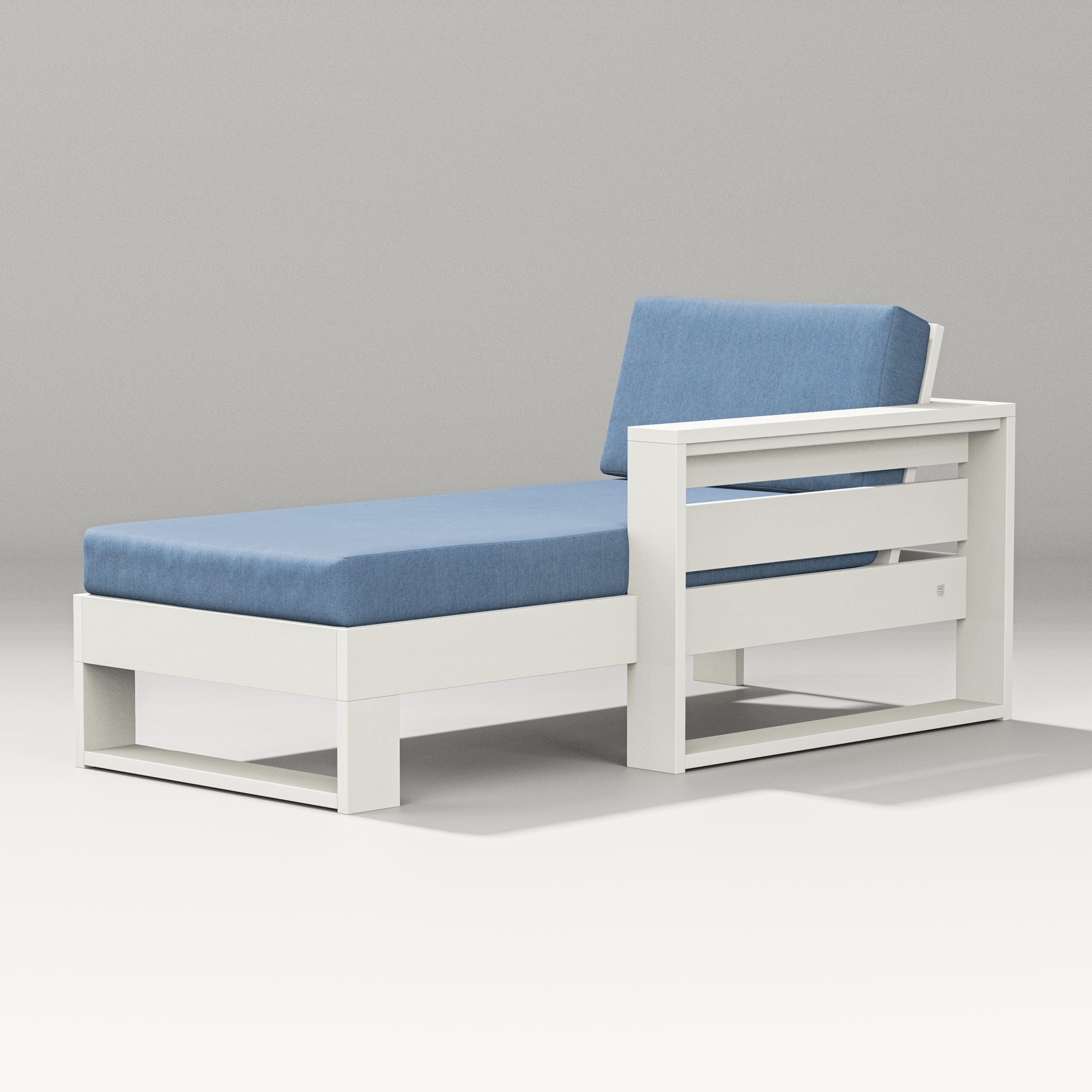 PW Designer Series Latitude Modular Right Arm Chaise in Vintage White / Sky Blue