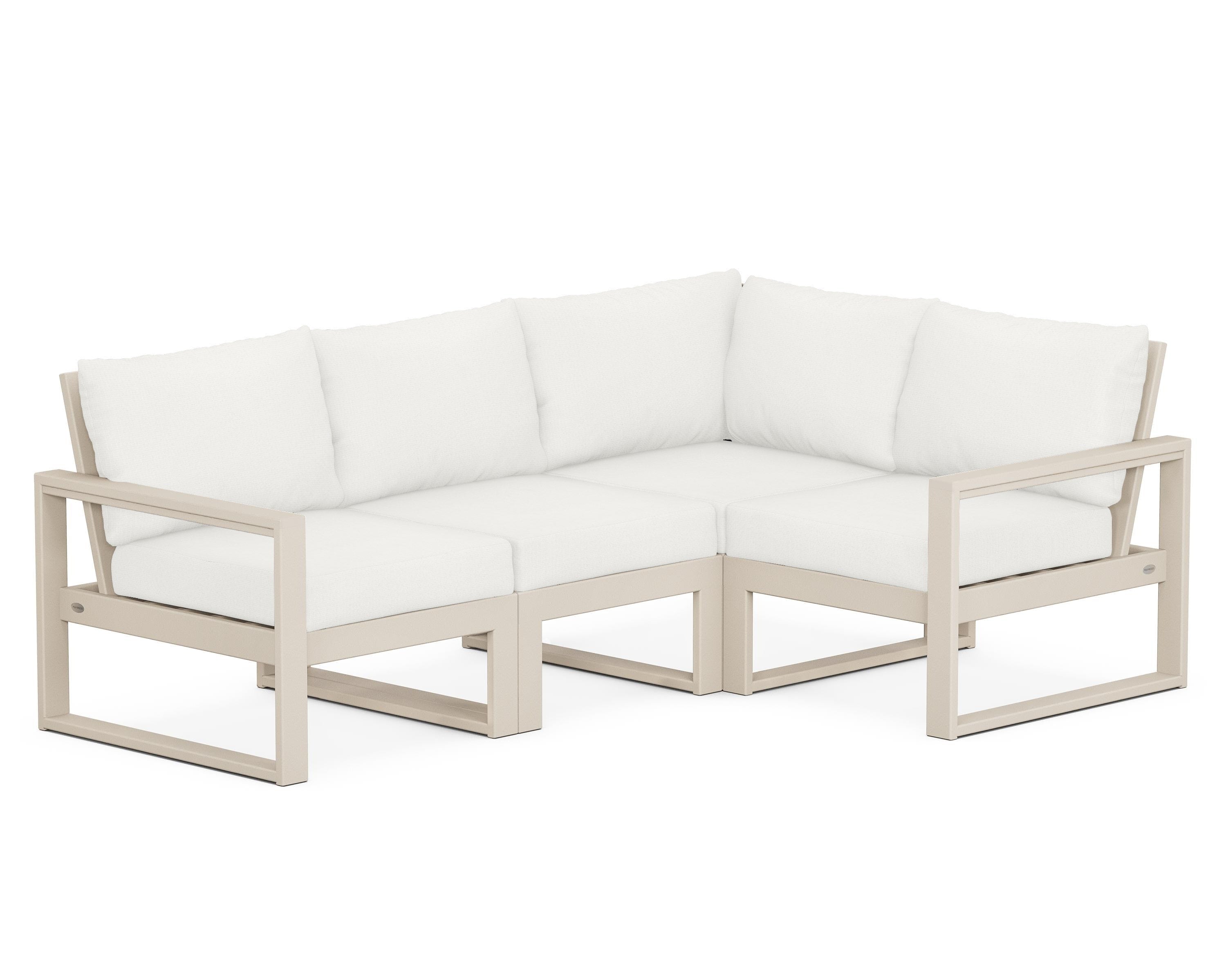 POLYWOOD® EDGE 4-Piece Modular Deep Seating Set in Sand / Natural Linen