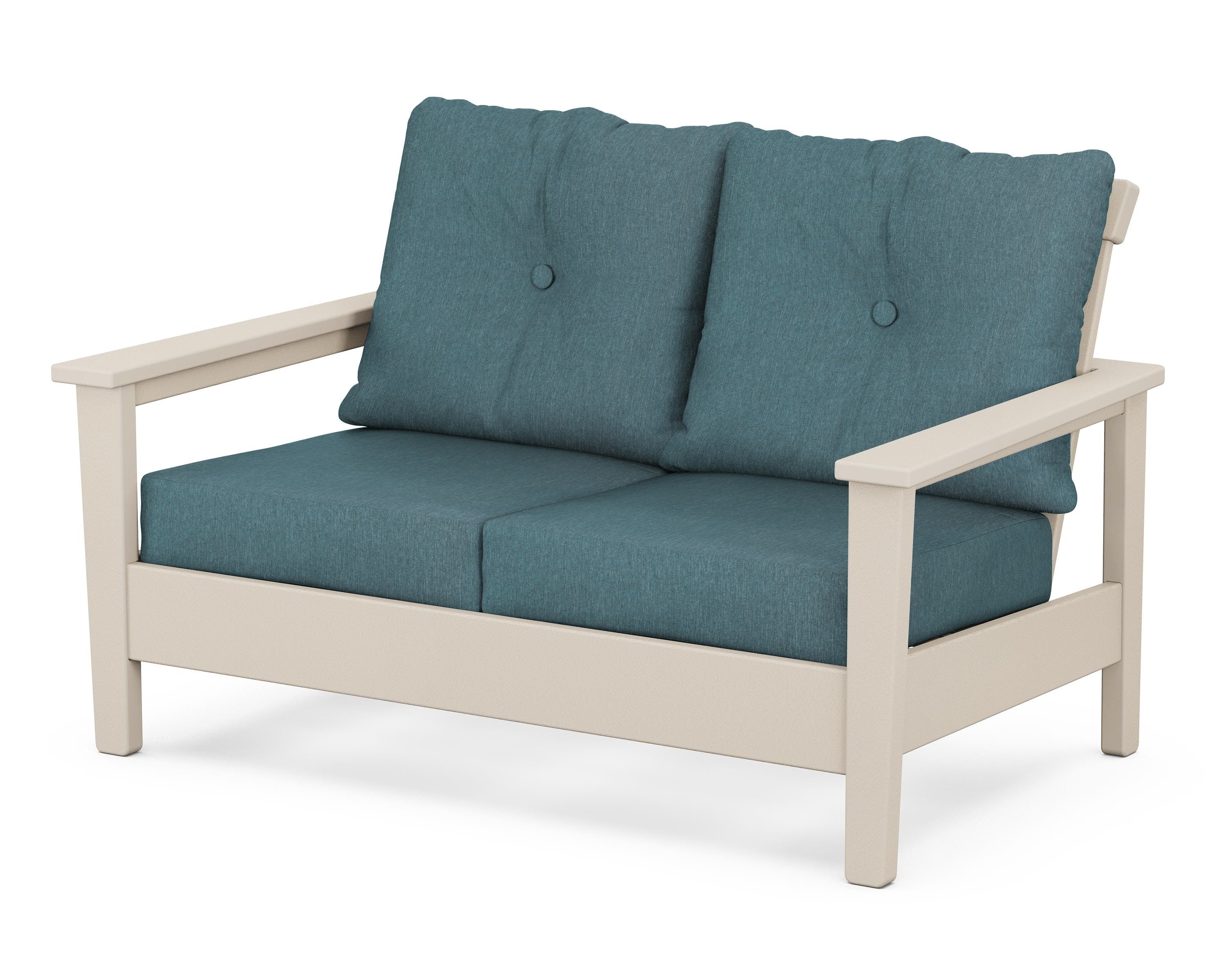 POLYWOOD® Prescott Deep Seating Loveseat in Sand / Ocean Teal