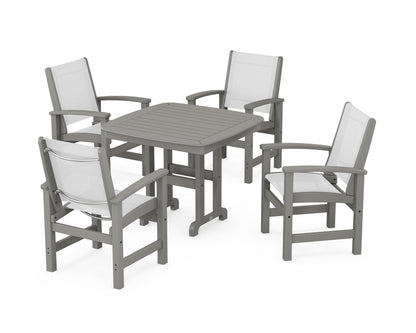 POLYWOOD® Coastal 5-Piece Dining Set in Slate Grey / White Sling