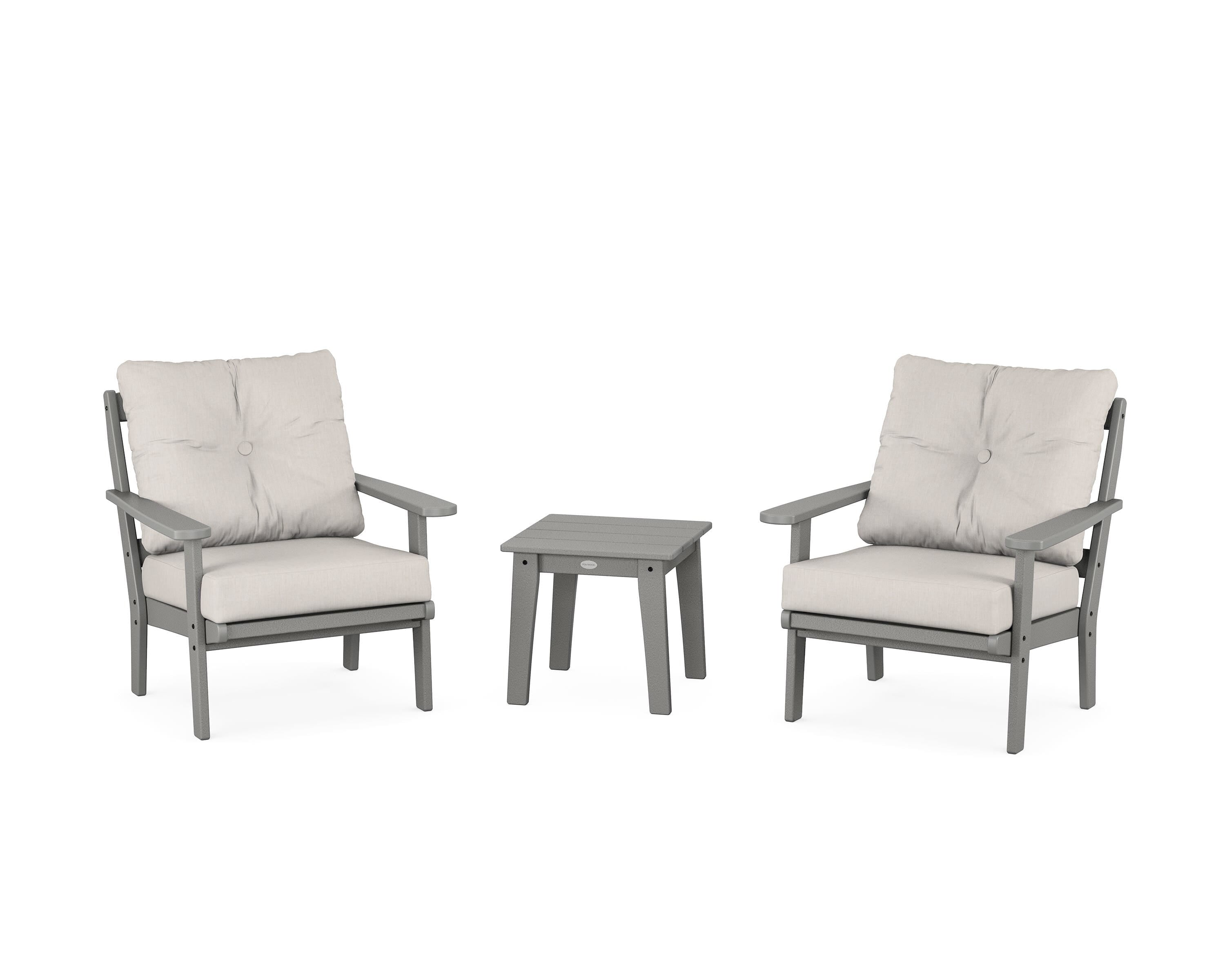POLYWOOD® Mission 3-Piece Deep Seating Set in Slate Grey / Cast Ash