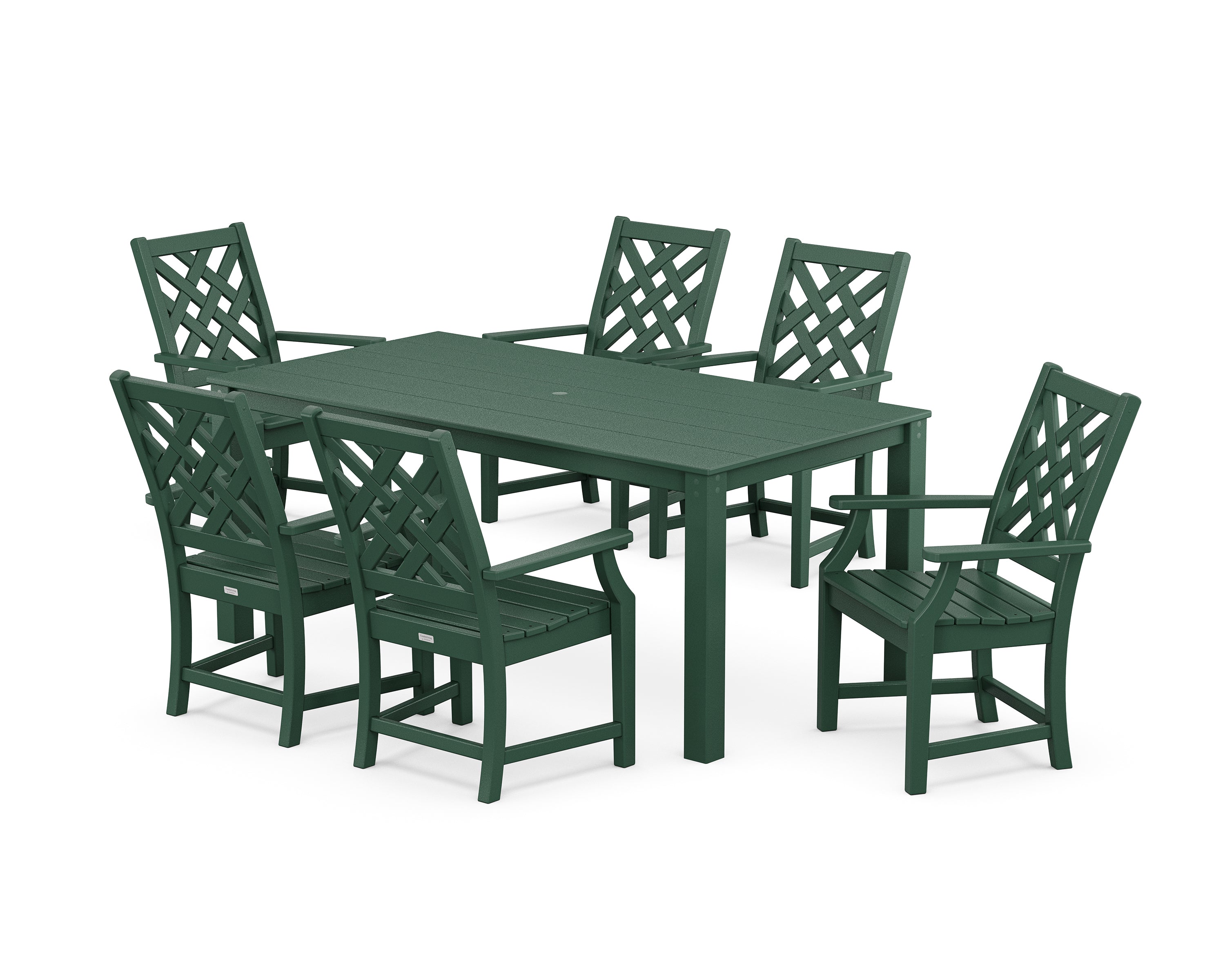 Country Living Wovendale Arm Chair 7-Piece Parsons Dining Set in Green