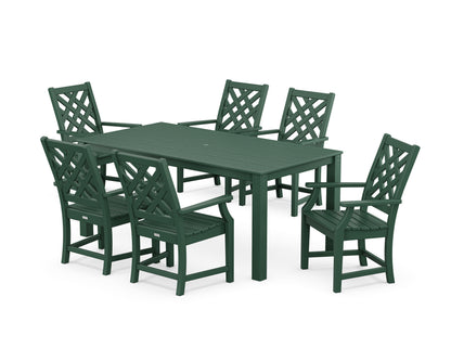 Country Living Wovendale Arm Chair 7-Piece Parsons Dining Set in Green