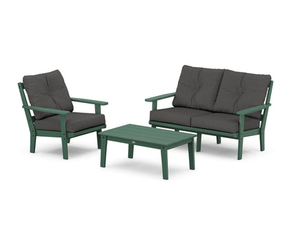 POLYWOOD® Prairie 3-Piece Deep Seating Set with Loveseat in Green / Spectrum Carbon