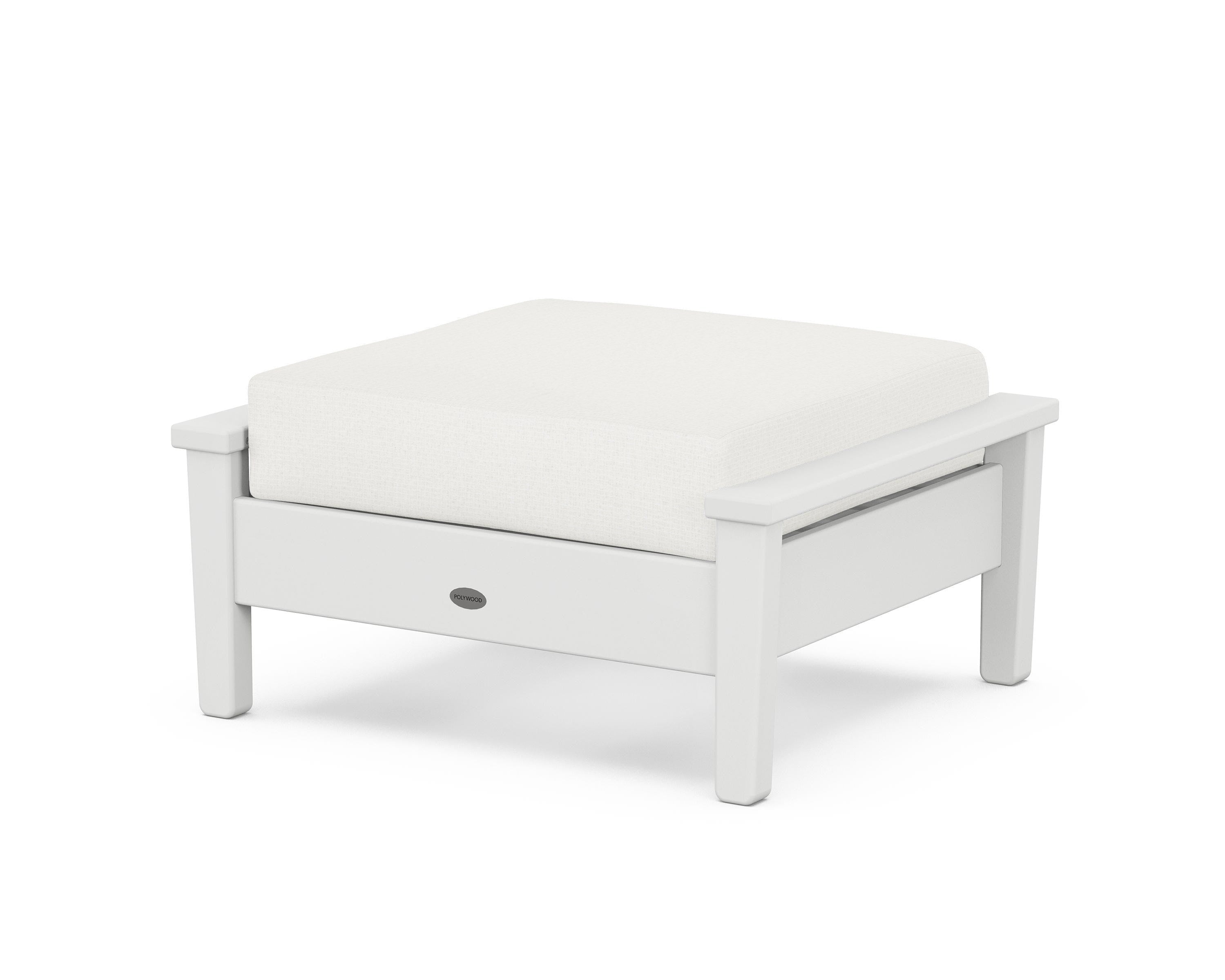 POLYWOOD® Prescott Deep Seating Ottoman in White / Natural Linen