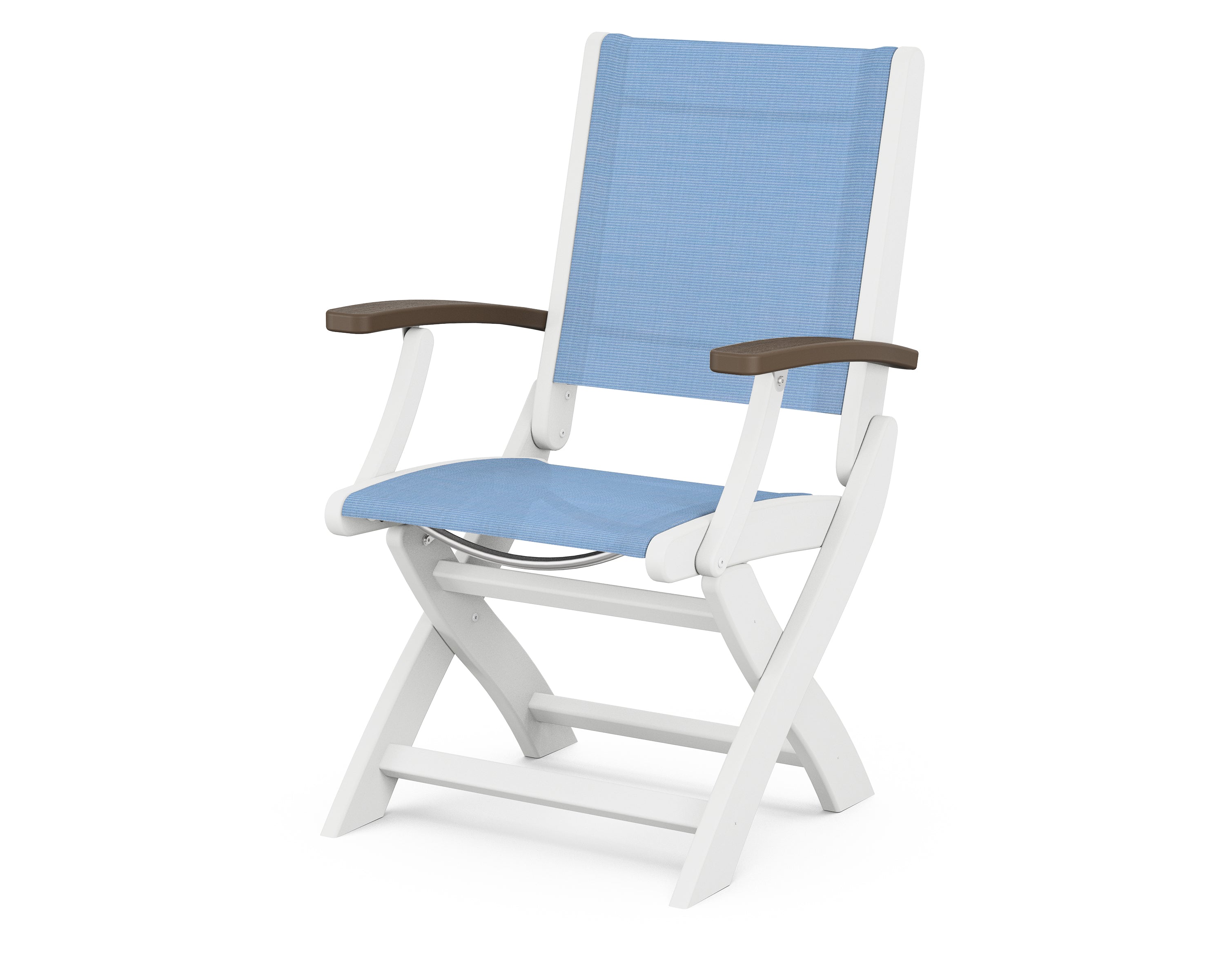 POLYWOOD® Coastal Folding Chair in White / Kona / Poolside Sling