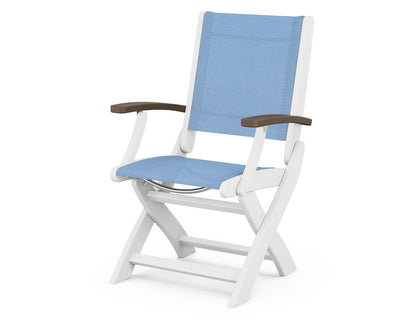 POLYWOOD® Coastal Folding Chair in White / Kona / Poolside Sling