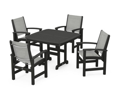 POLYWOOD® Coastal 5-Piece Dining Set in Black / Metallic Sling
