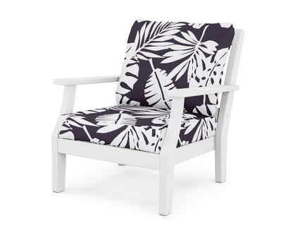 Martha Stewart by POLYWOOD® Chinoiserie Deep Seating Chair in White / Leaf Navy