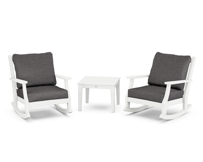 Country Living Wovendale 3-Piece Deep Seating Rocker Set in White / Ash Charcoal