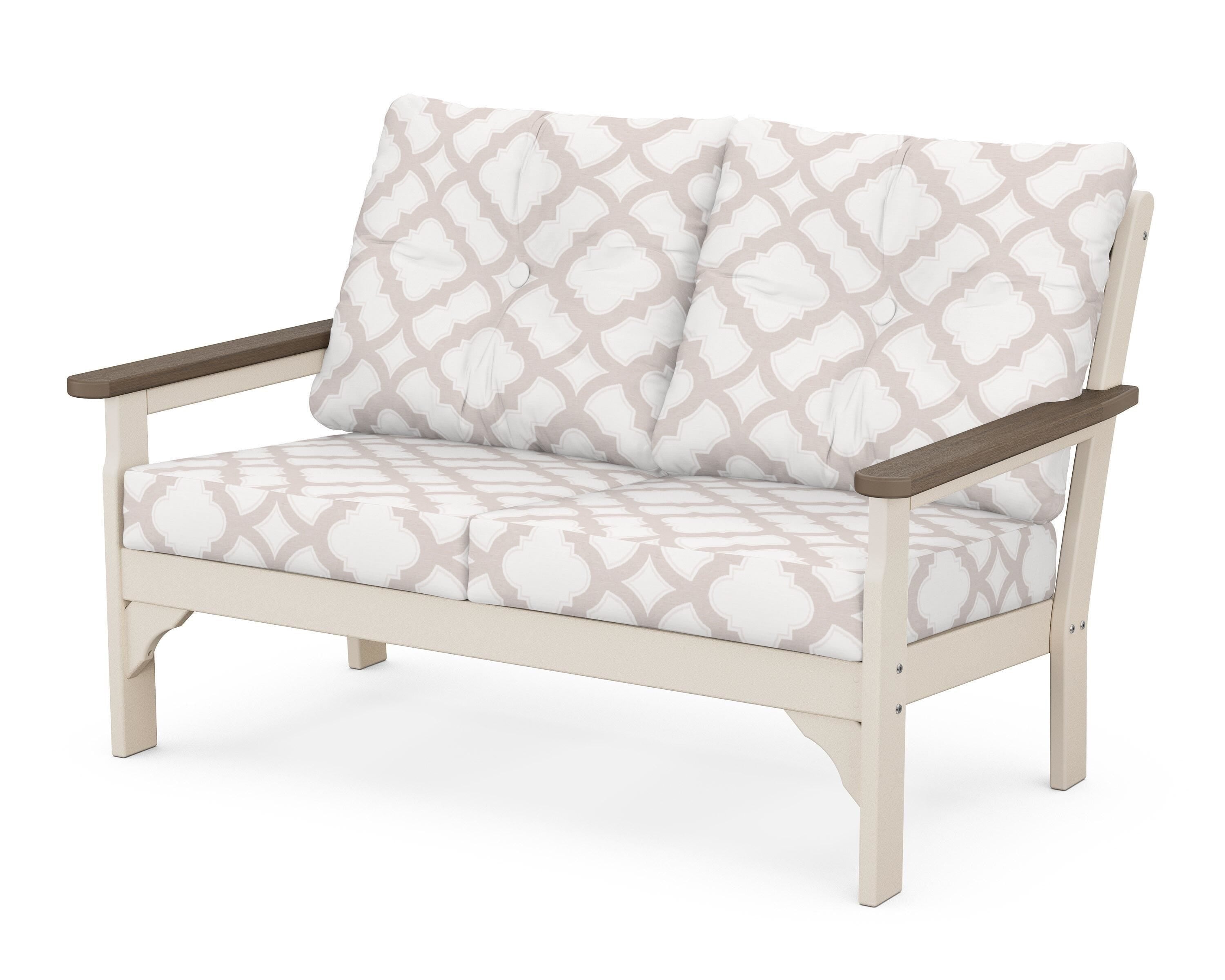 POLYWOOD® Vineyard Deep Seating Loveseat in Sand / Kona / Trellis Dune Burlap