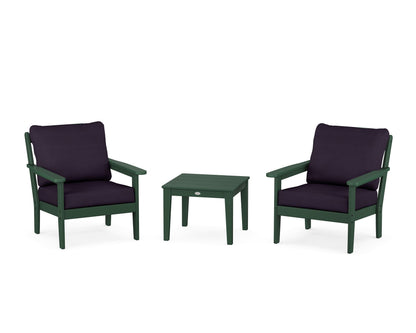 Country Living Cottage 3-Piece Deep Seating Set in Green / Navy Linen