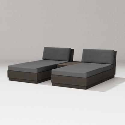 PW Designer Series Elevate Double Chaise Set in Vintage Coffee / Spectrum Carbon