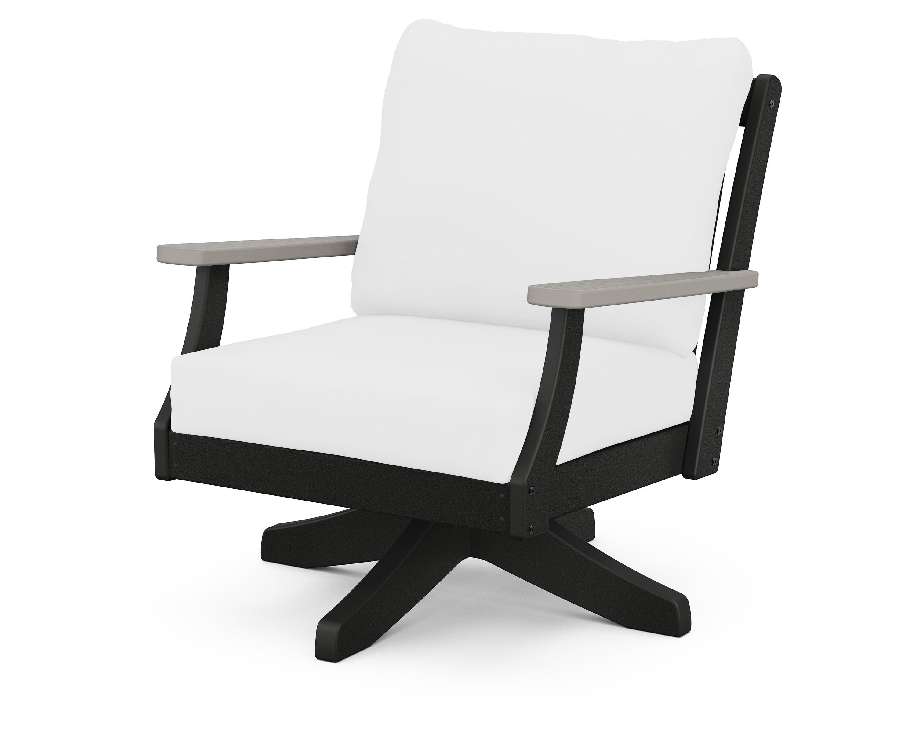 POLYWOOD® Braxton Deep Seating Swivel Chair in Black / Driftwood / Natural