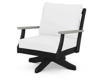 POLYWOOD® Braxton Deep Seating Swivel Chair in Black / Driftwood / Natural
