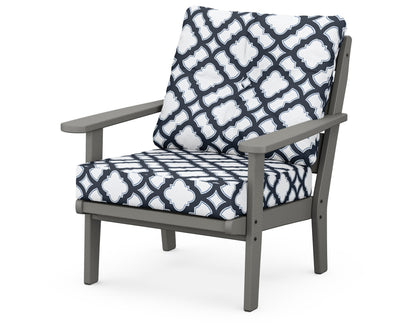 POLYWOOD® Lakeside Deep Seating Chair in Slate Grey / Trellis Marine Indigo