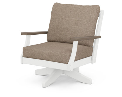 POLYWOOD® Braxton Deep Seating Swivel Chair in White / Kona / Spiced Burlap