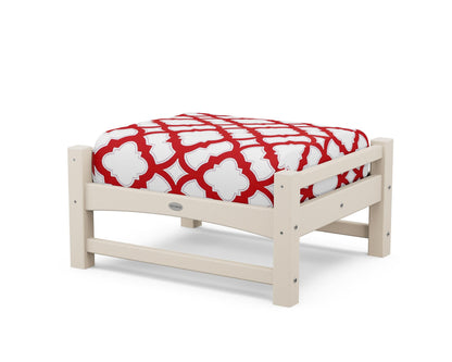 POLYWOOD® Club Ottoman in Sand / Trellis Crimson