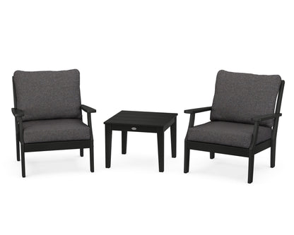 POLYWOOD® Braxton 3-Piece Deep Seating Set in Black / Ash Charcoal