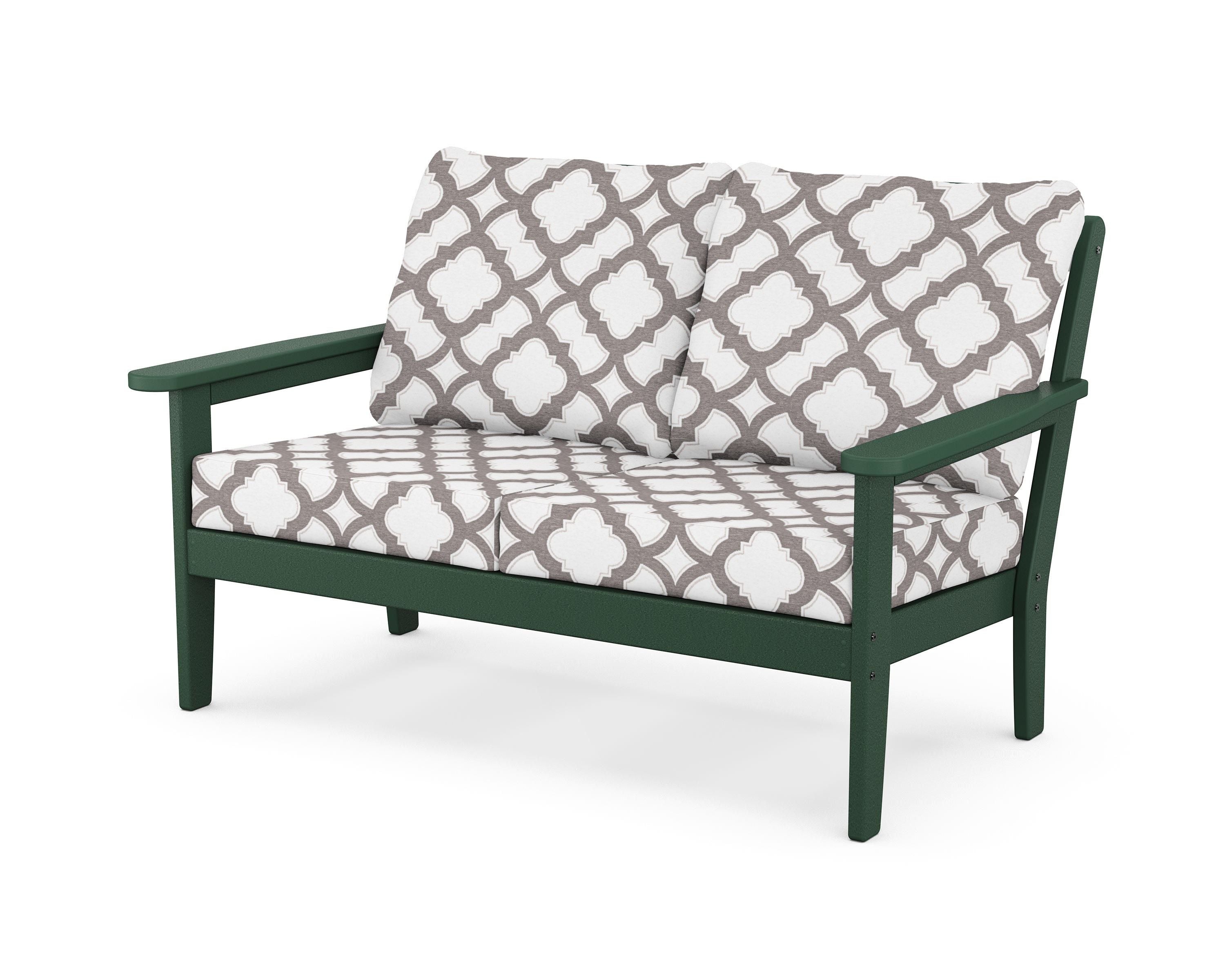 Country Living Cottage Deep Seating Loveseat in Green / Trellis Grey Mist