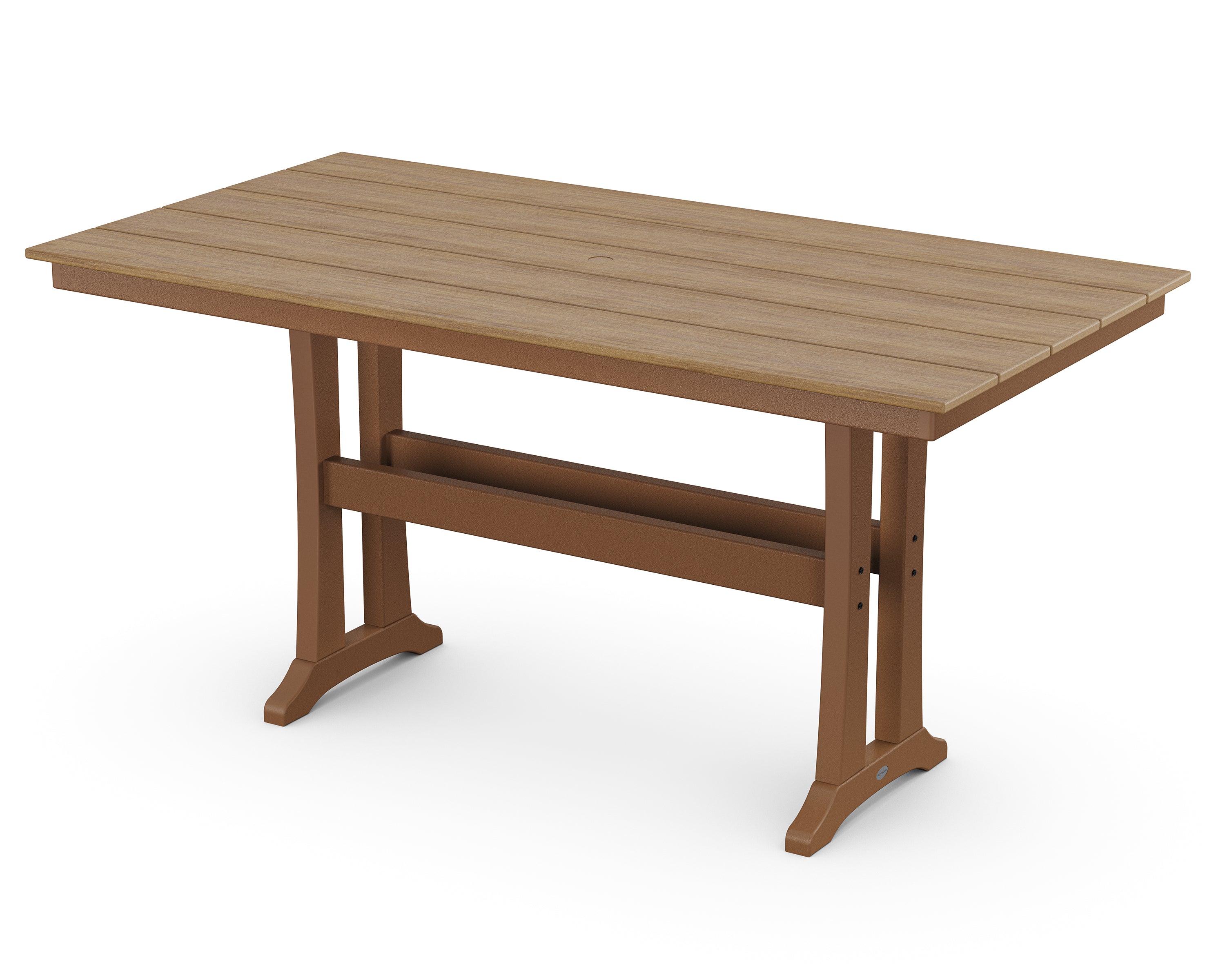 POLYWOOD® Farmhouse Trestle 37" x 72" Counter Table in Teak / Natural