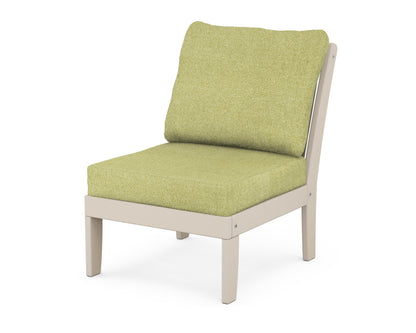 POLYWOOD® Braxton Modular Armless Chair in Sand / Chartreuse Boucle