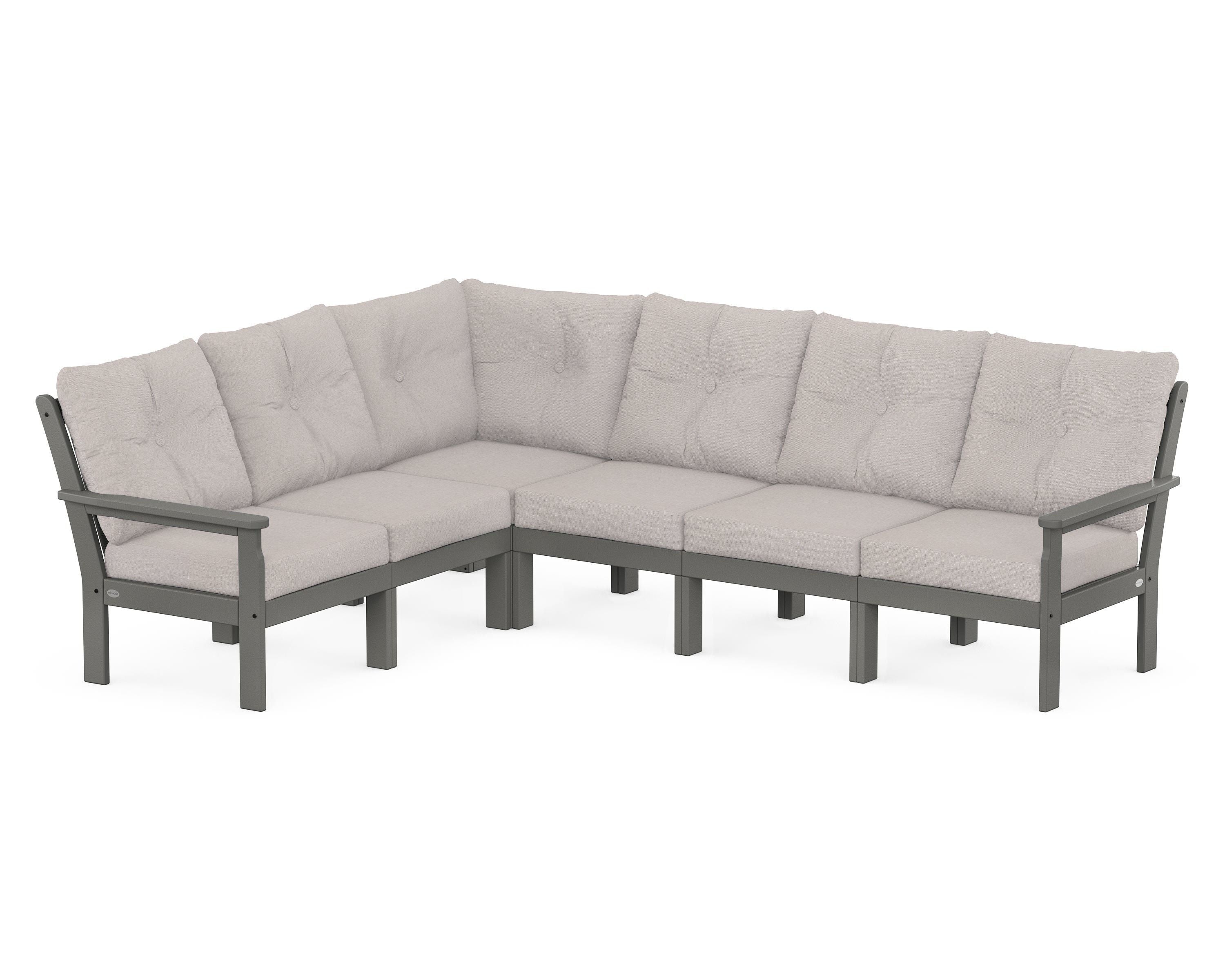 POLYWOOD® Vineyard 6-Piece Sectional in Slate Grey / Dune Burlap