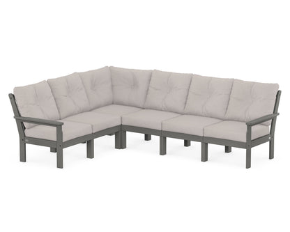 POLYWOOD® Vineyard 6-Piece Sectional in Slate Grey / Dune Burlap