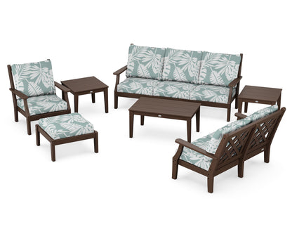 Country Living Wovendale 7-Piece Deep Seating Set in Mahogany / Leaf Glacier Spa