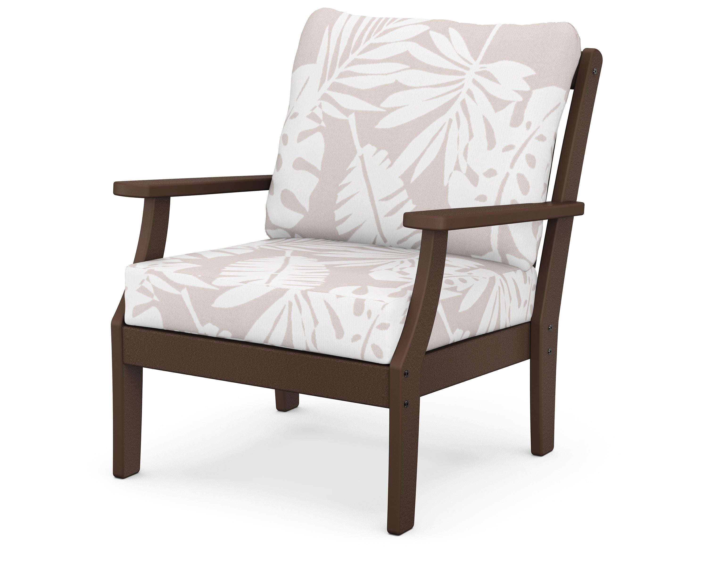 POLYWOOD® Braxton Deep Seating Chair in Mahogany / Leaf Dune Burlap