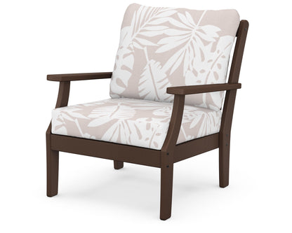 POLYWOOD® Braxton Deep Seating Chair in Mahogany / Leaf Dune Burlap