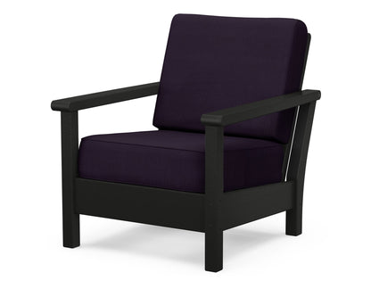 POLYWOOD® Harbour Deep Seating Chair in Black / Navy Linen