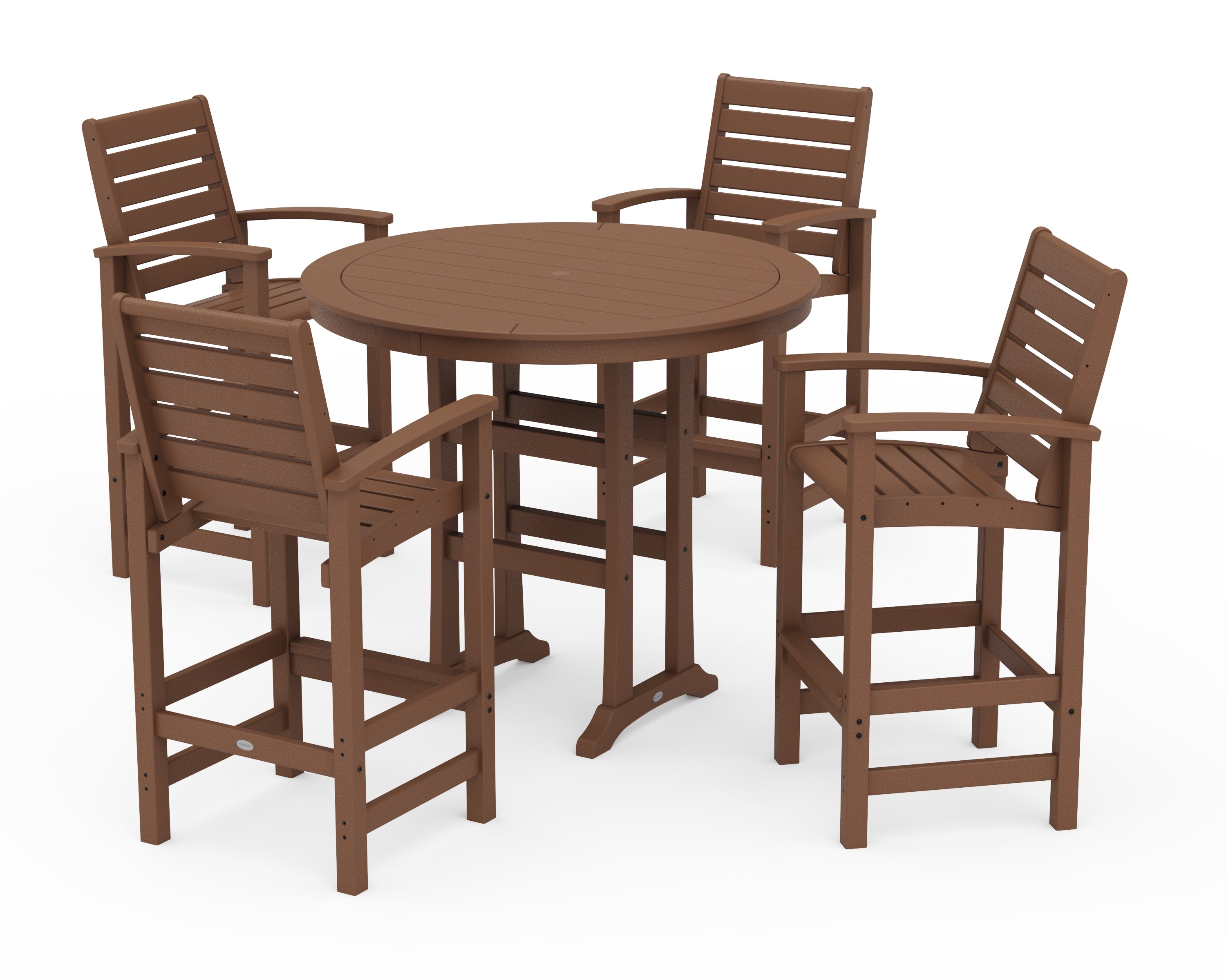 POLYWOOD® 5 Piece Signature Bar Dining Set in Teak