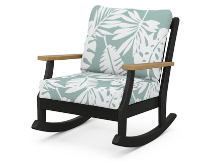 POLYWOOD® Braxton Deep Seating Rocking Chair in Black / Natural / Leaf Glacier Spa