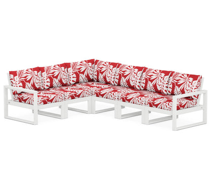 POLYWOOD® EDGE 6-Piece Modular Deep Seating Set in White / Leaf Crimson