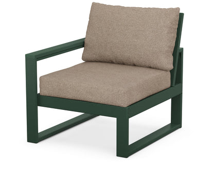 POLYWOOD® EDGE Modular Left Arm Chair in Green / Spiced Burlap