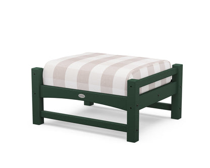 POLYWOOD® Club Ottoman in Green / Buffalo Plaid Dune Burlap