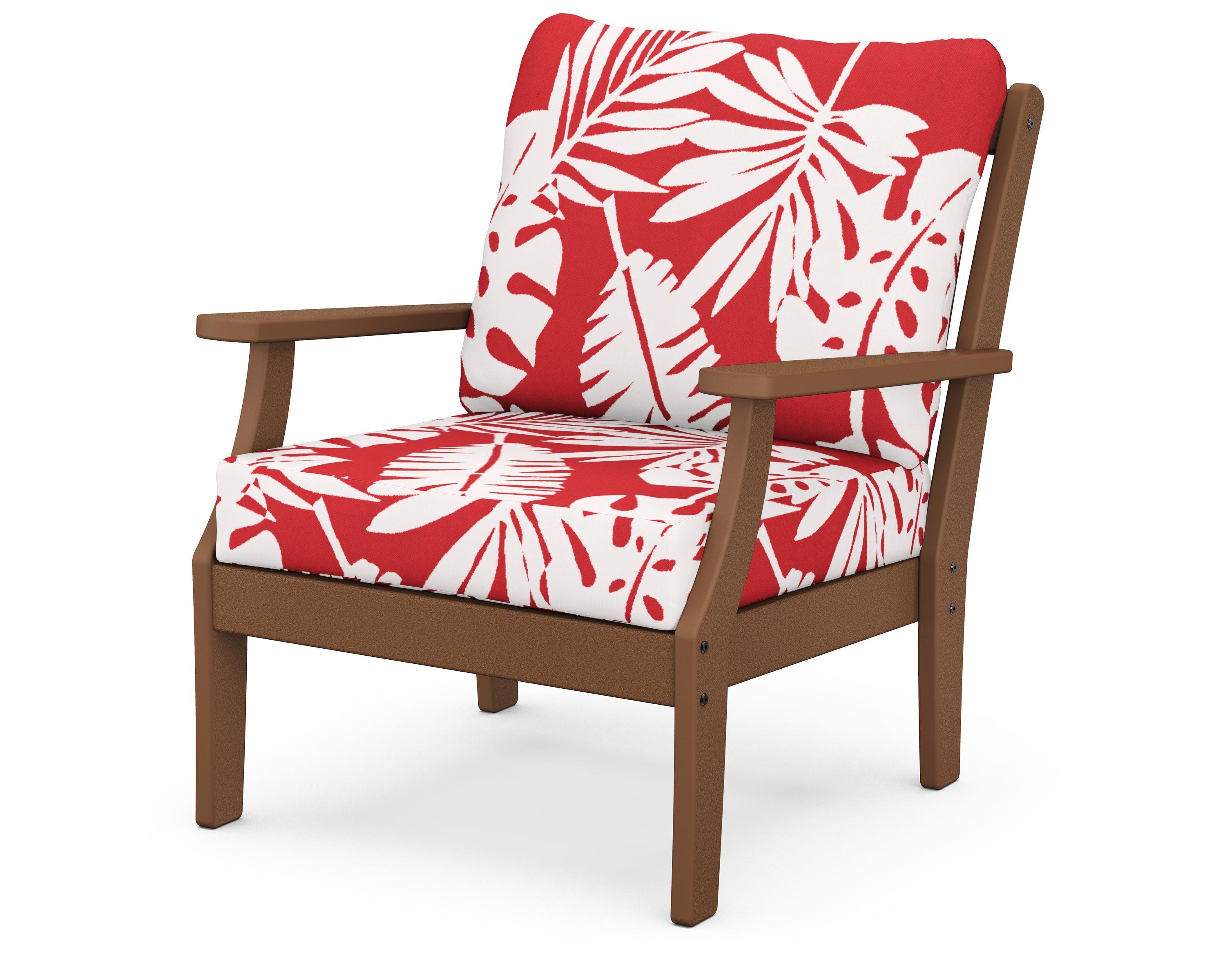 POLYWOOD® Braxton Deep Seating Chair in Teak / Leaf Crimson