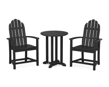 POLYWOOD® Classic Adirondack 3-Piece Round Bistro Dining Set in Black