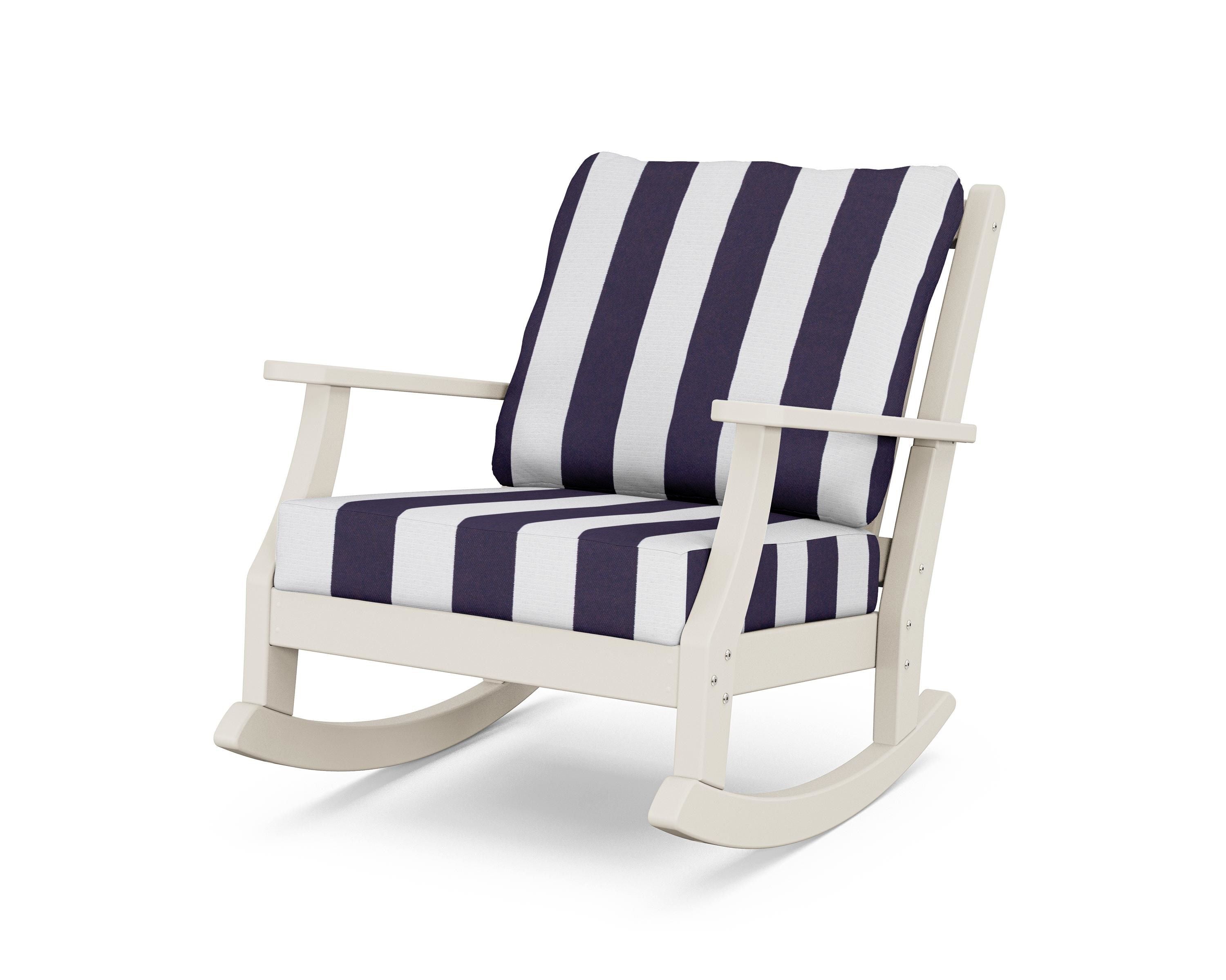 Country Living Wovendale Deep Seating Rocking Chair in Sand / Cabana Stripe Navy